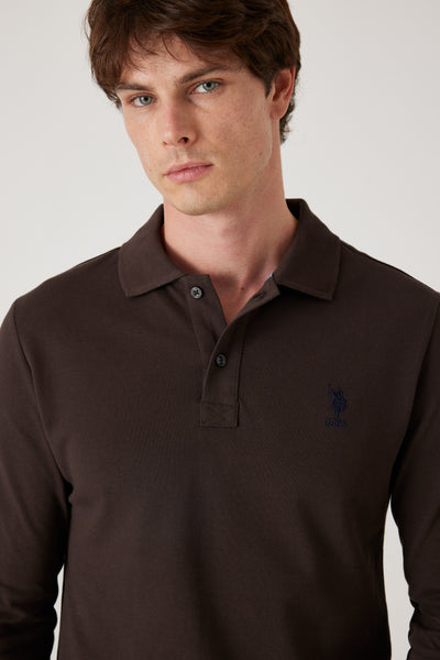 פולו שרוול ארוך - חום