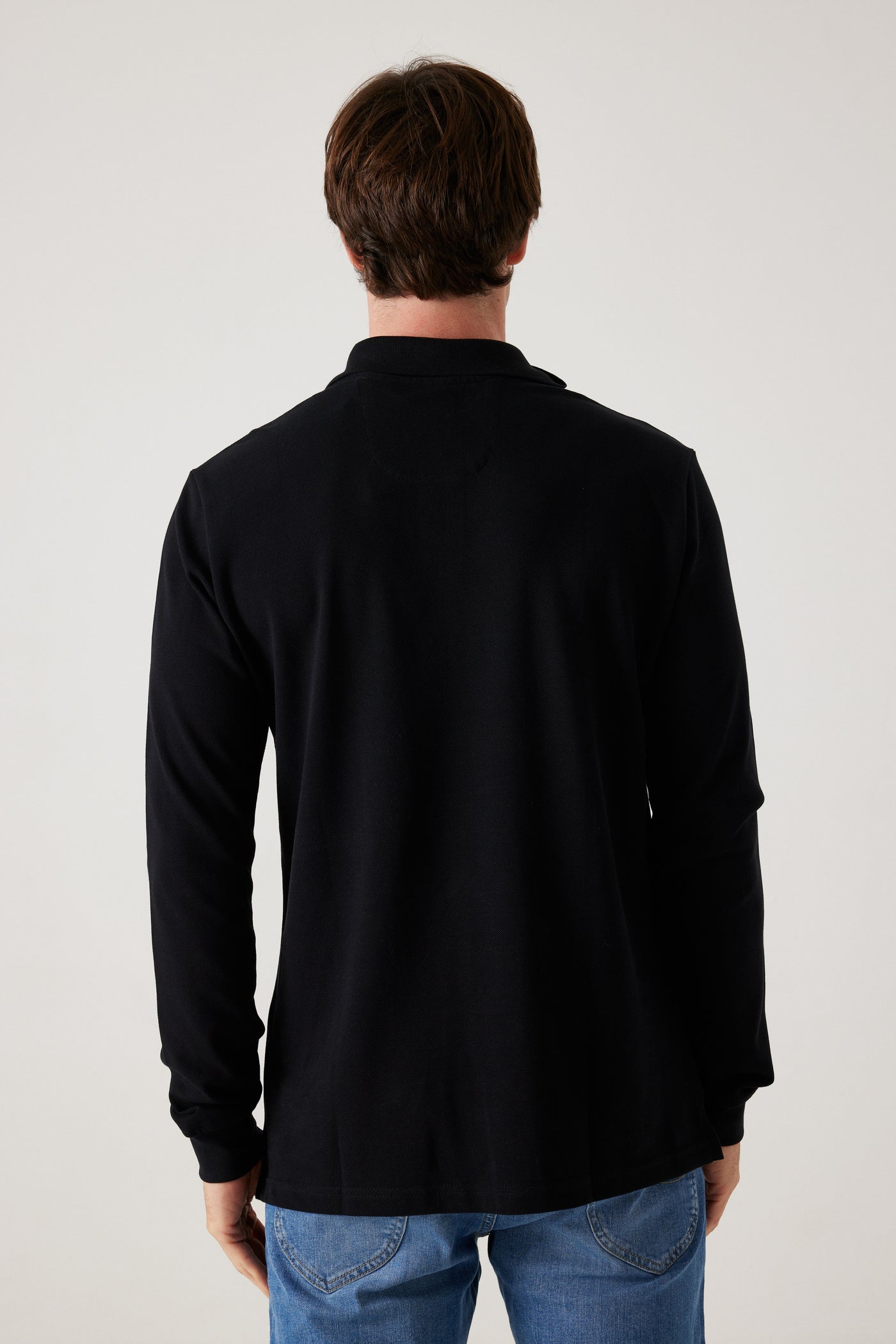חולצת פולו שרוול ארוך - שחור