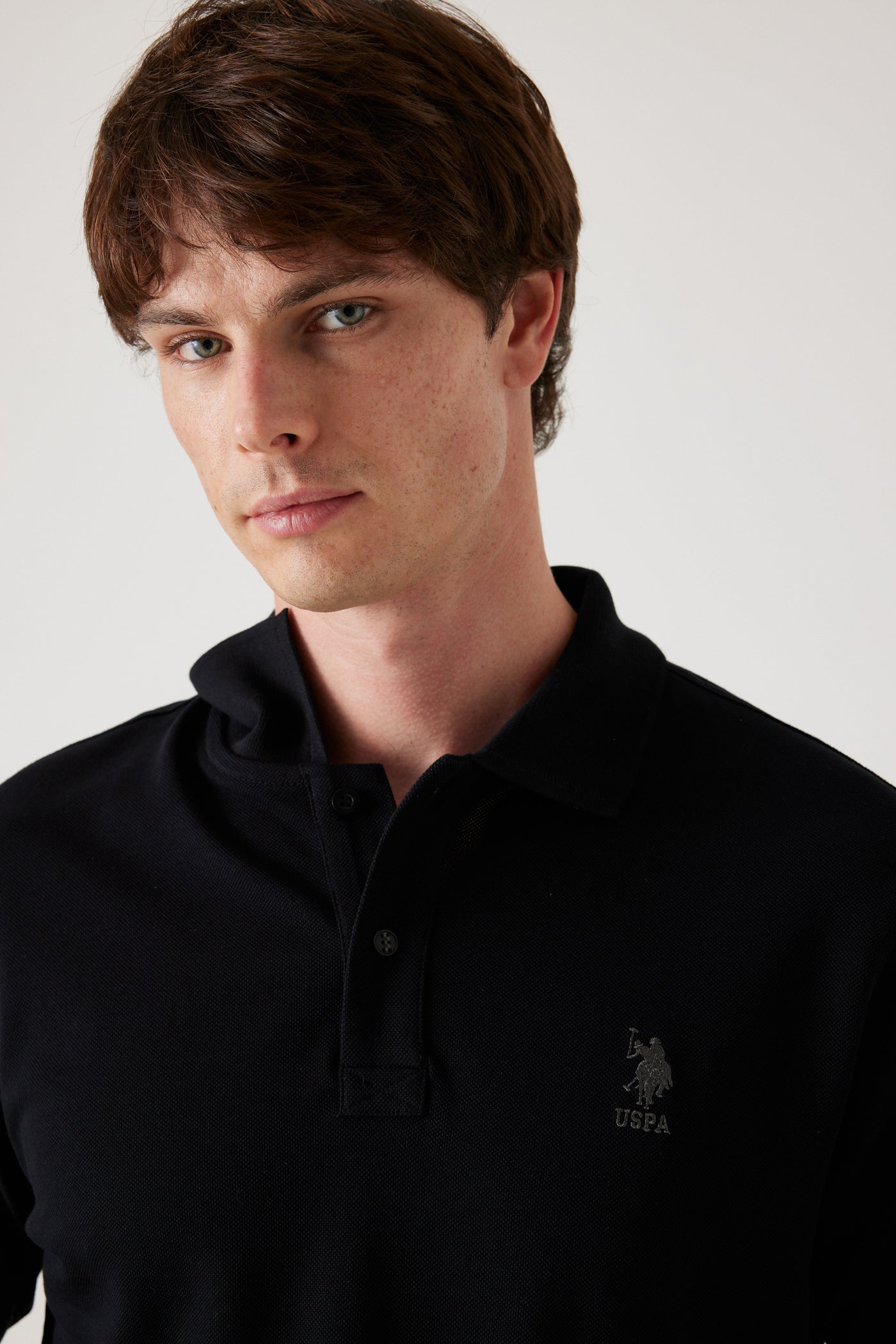 חולצת פולו שרוול ארוך - שחור