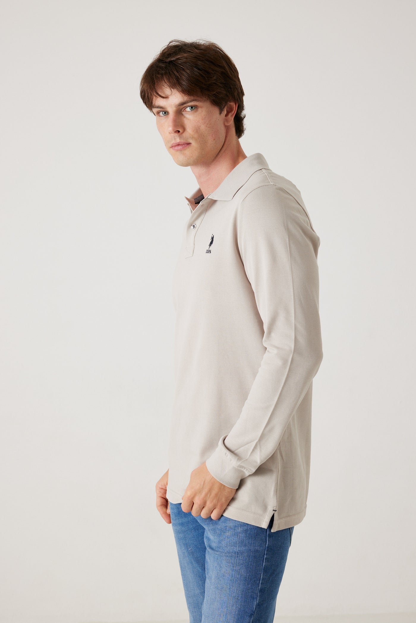 פולו שרוול ארוך - אבן