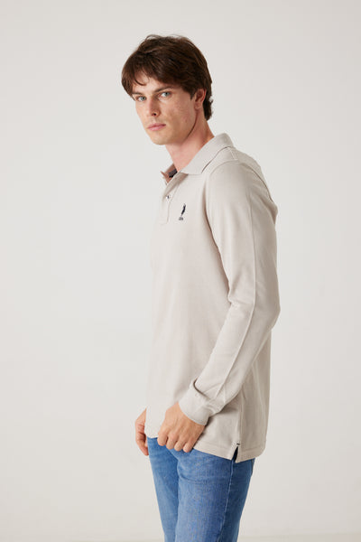 פולו שרוול ארוך - אבן