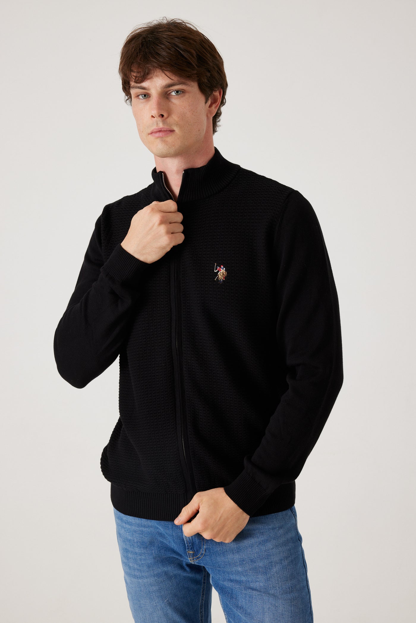 סריג Half Zip - שחור