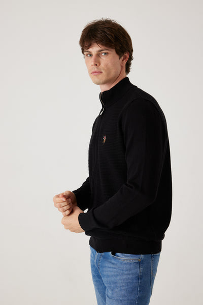 סריג Half Zip - שחור