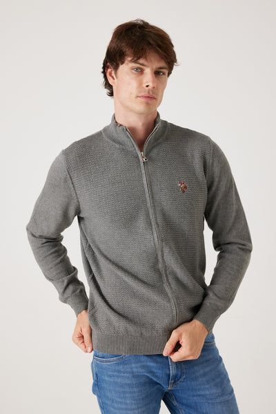 סריג Full Zip - בצבע אפור