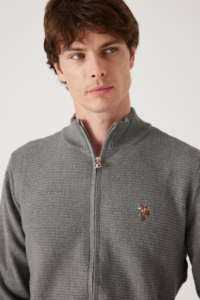 סריג Full Zip - בצבע אפור