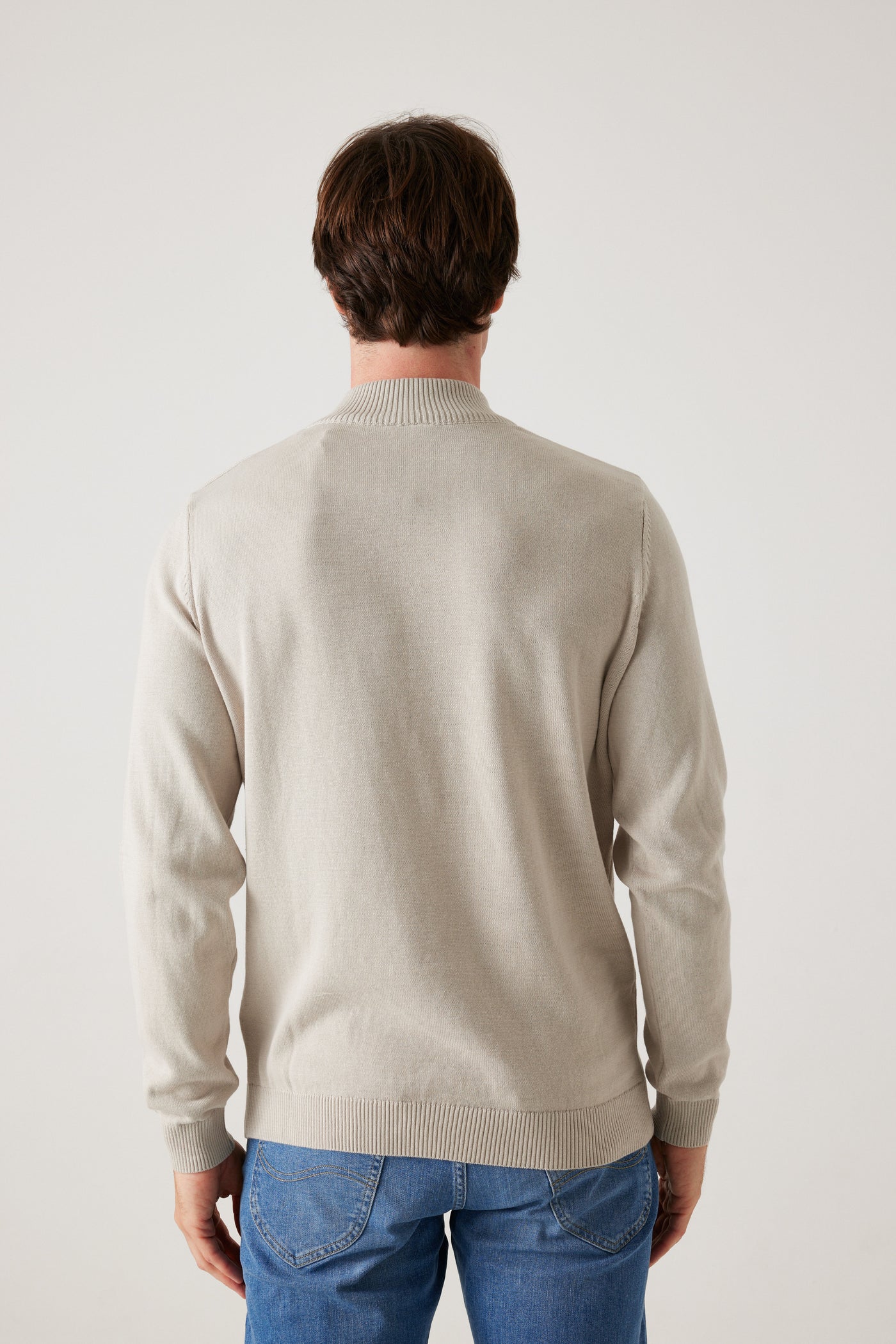 סריג Half Zip  - בז'