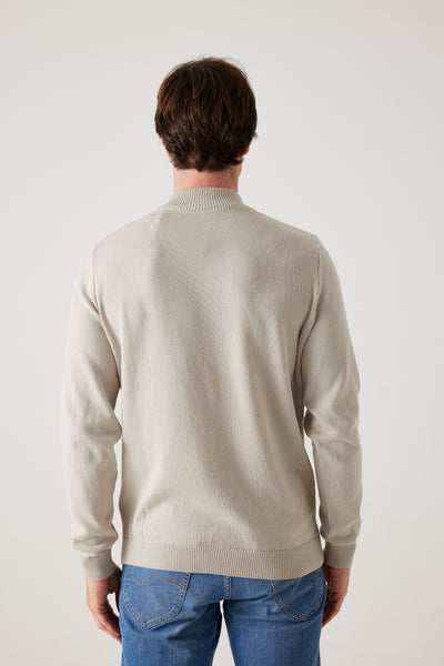 סריג Half Zip  - בז'