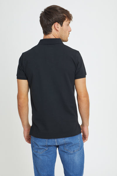 חולצת פולו שרוול קצר בצבע שחור SLIM