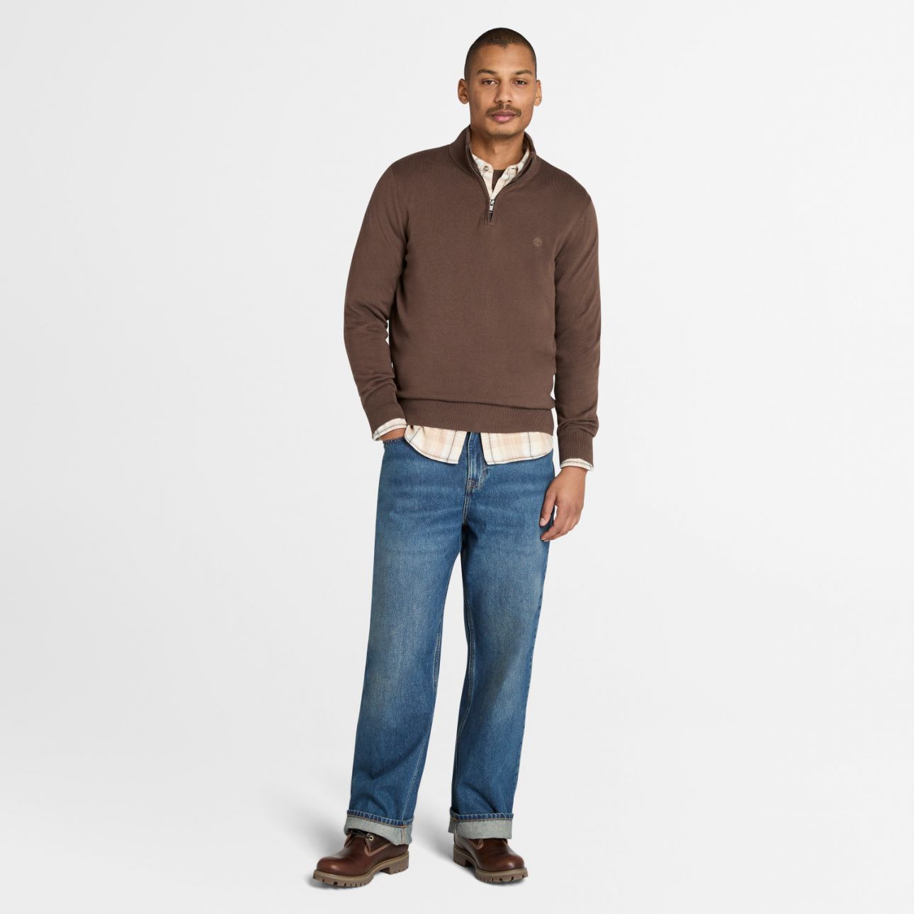 סריג עם חצי רוכסן - חום