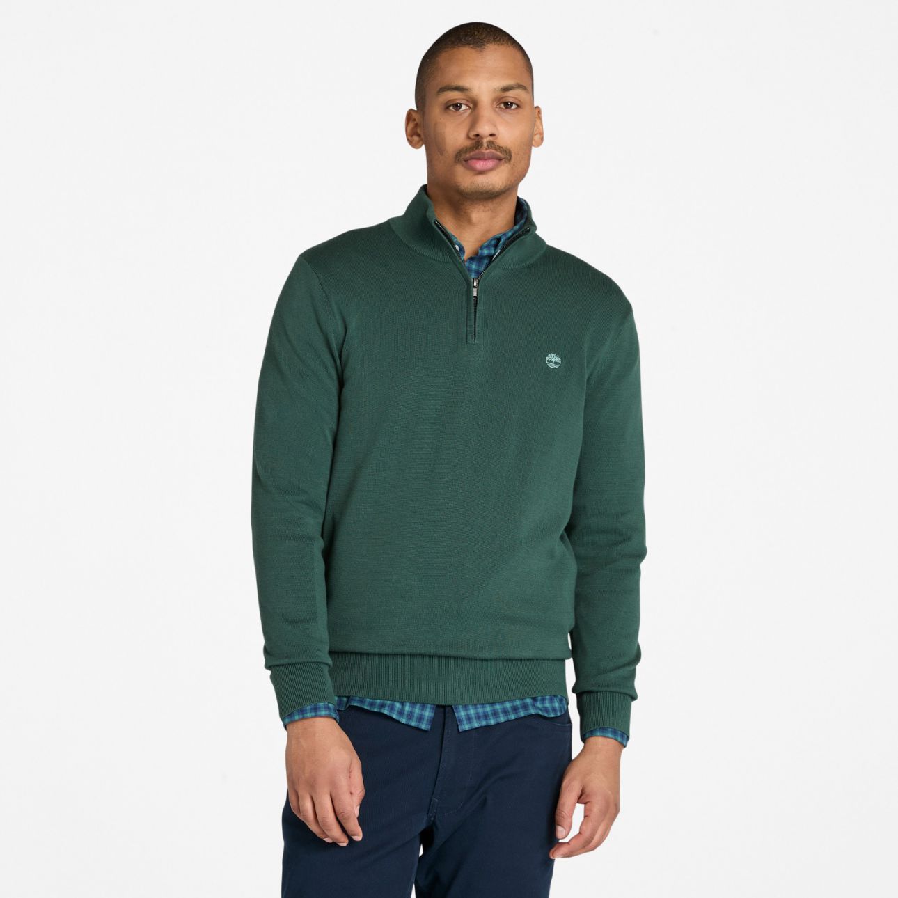 סריג עם חצי רוכסן - ירוק