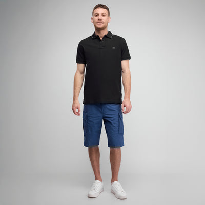 חולצת פולו שרוול קצר בצבע שחור SLIM