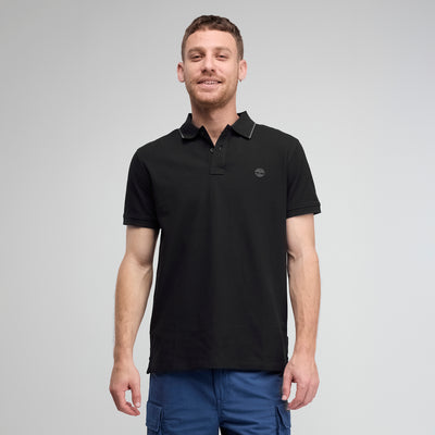 חולצת פולו שרוול קצר בצבע שחור SLIM