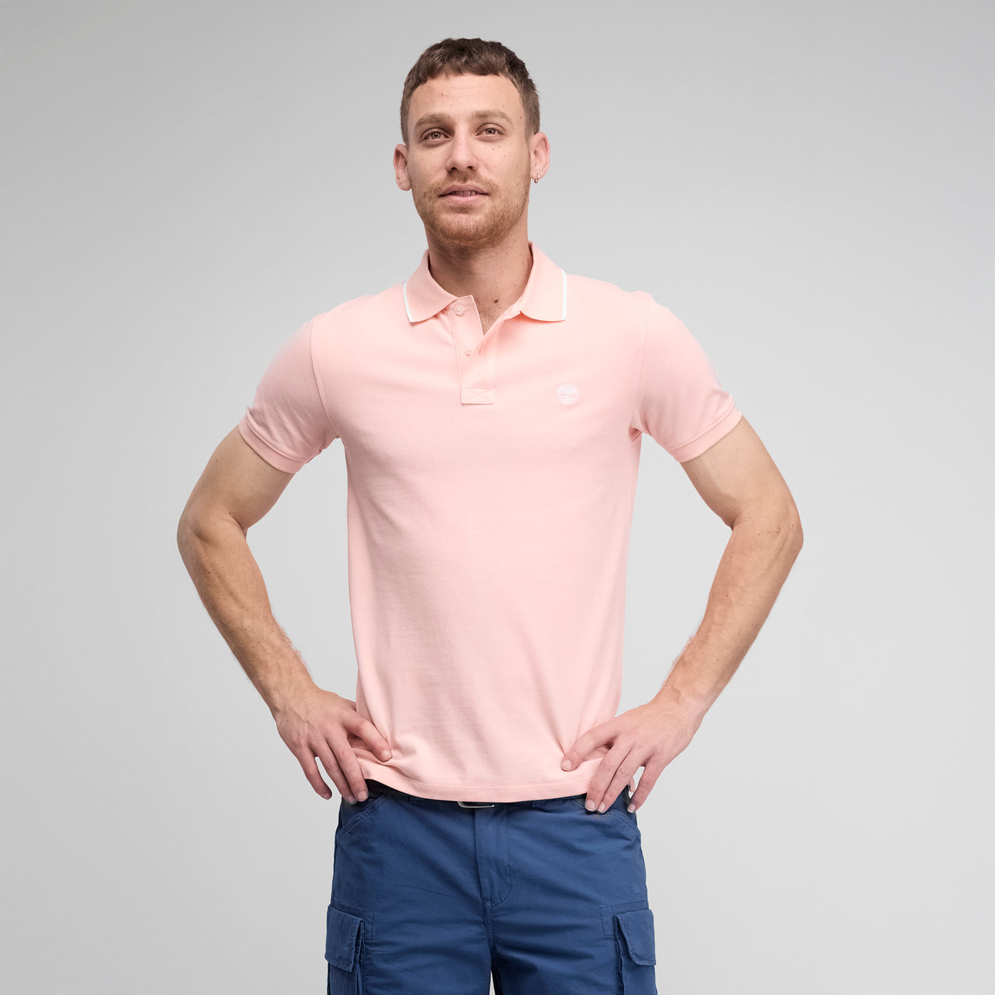 חולצת פולו שרוול קצר בצבע אפרסק SLIM