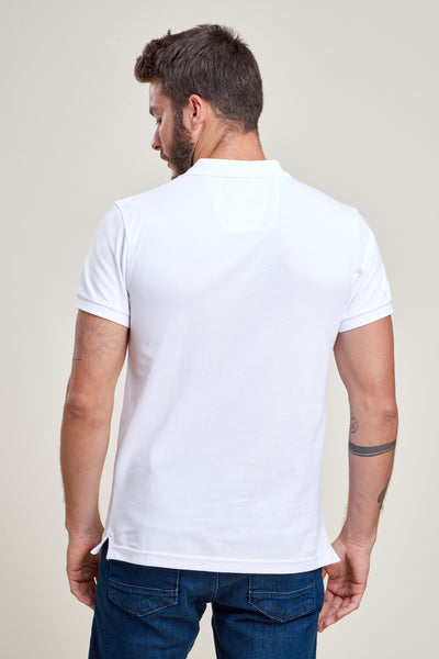 חולצת פולו שרוול קצר סלים בצבע לבן