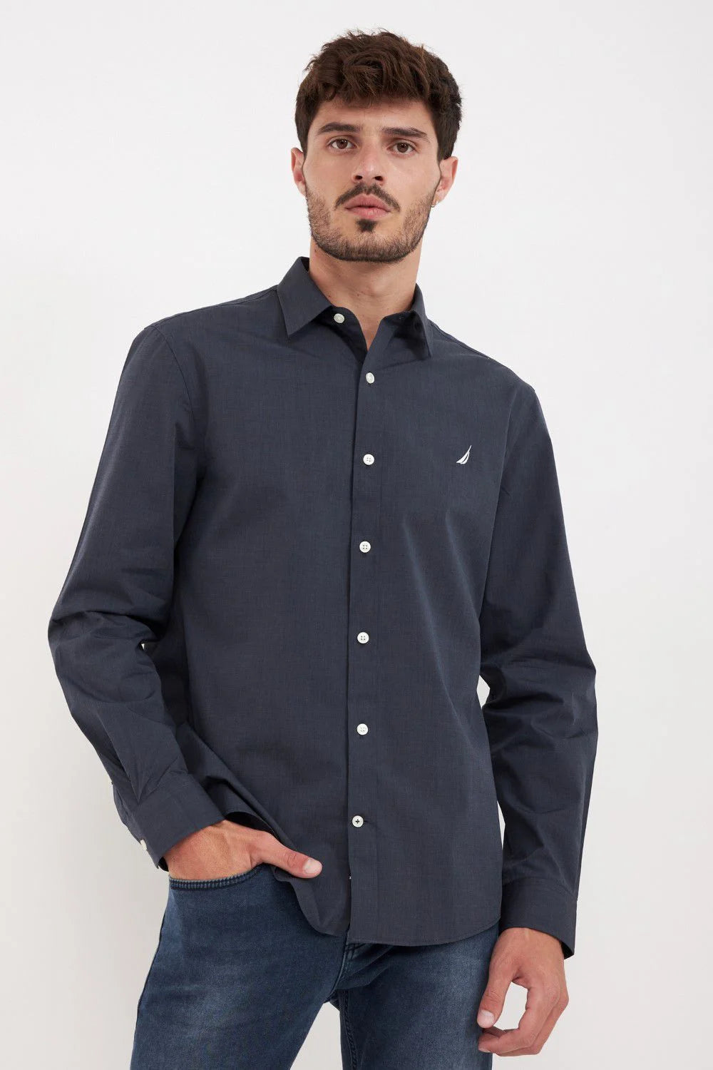 חולצה מכופתרת שרוול ארוך בגזרת TAILORED FIT - שחור