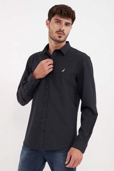 חולצה מכופתרת שרוול ארוך בגזרת TAILORED FIT - שחור