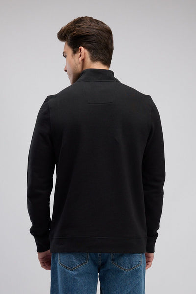 סווטשירט רוכסן בצאוורון (חצי זיפ) - שחור