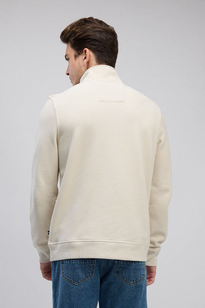 סווטשירט רוכסן בצאוורון (חצי זיפ) - שמנת