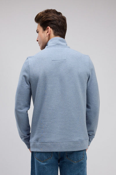 סווטשירט רוכסן בצאוורון (חצי זיפ) - כחול ים