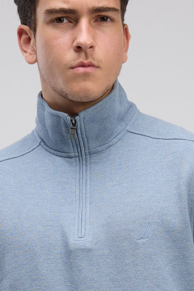 סווטשירט רוכסן בצאוורון (חצי זיפ) - כחול ים