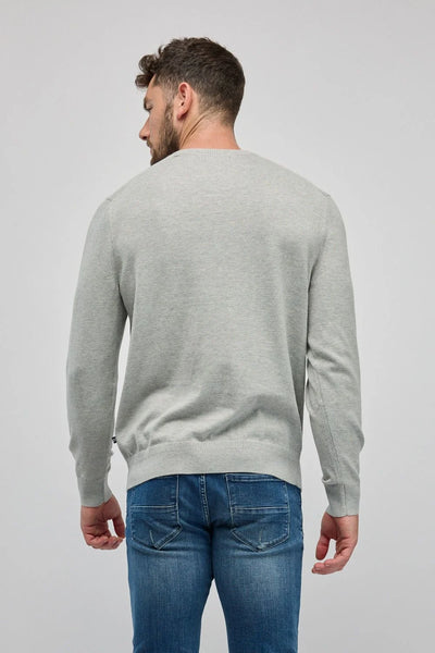 סוודר אלגנט צווארון וי - אפור