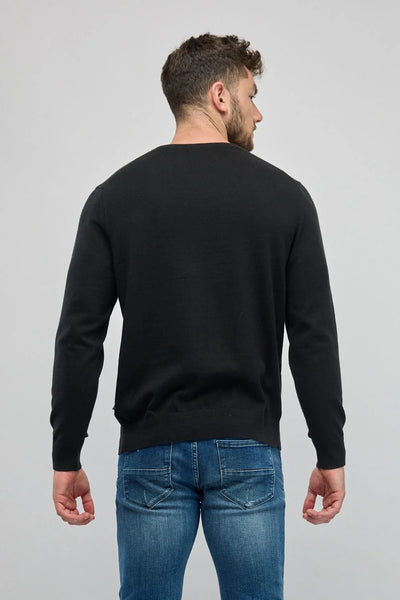 סריג אלגנט צווארון וי שחור