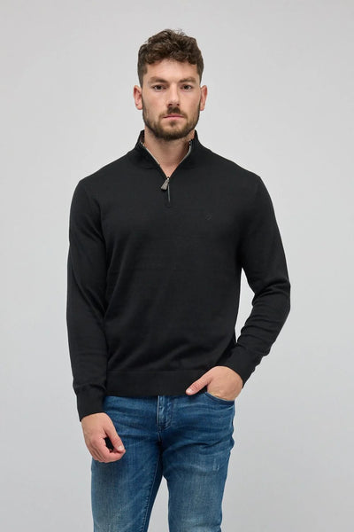 סריג עם רוכסן בצאוורון (חצי זיפ) שחור