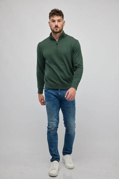 סריג עם רוכסן בצווארון (חצי זיפ) ירוק