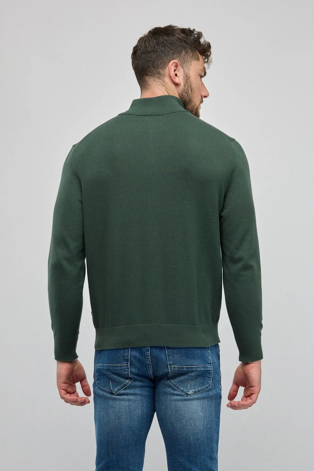 סריג עם רוכסן בצווארון (חצי זיפ) ירוק