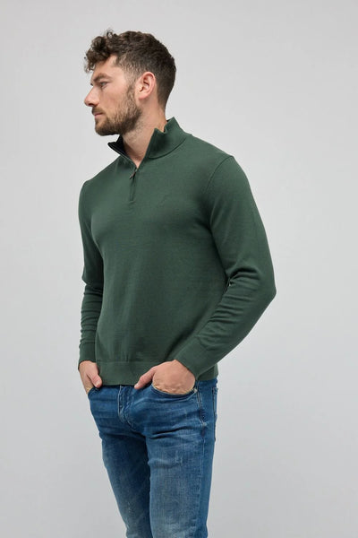 סריג עם רוכסן בצווארון (חצי זיפ) ירוק