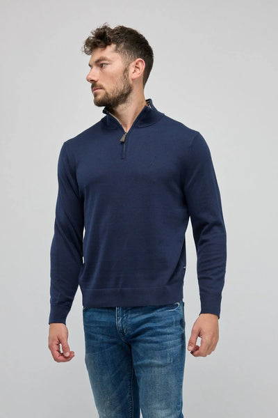 סריג עם רוכסן בצווארון ( חצי זיפ) כחול נייבי