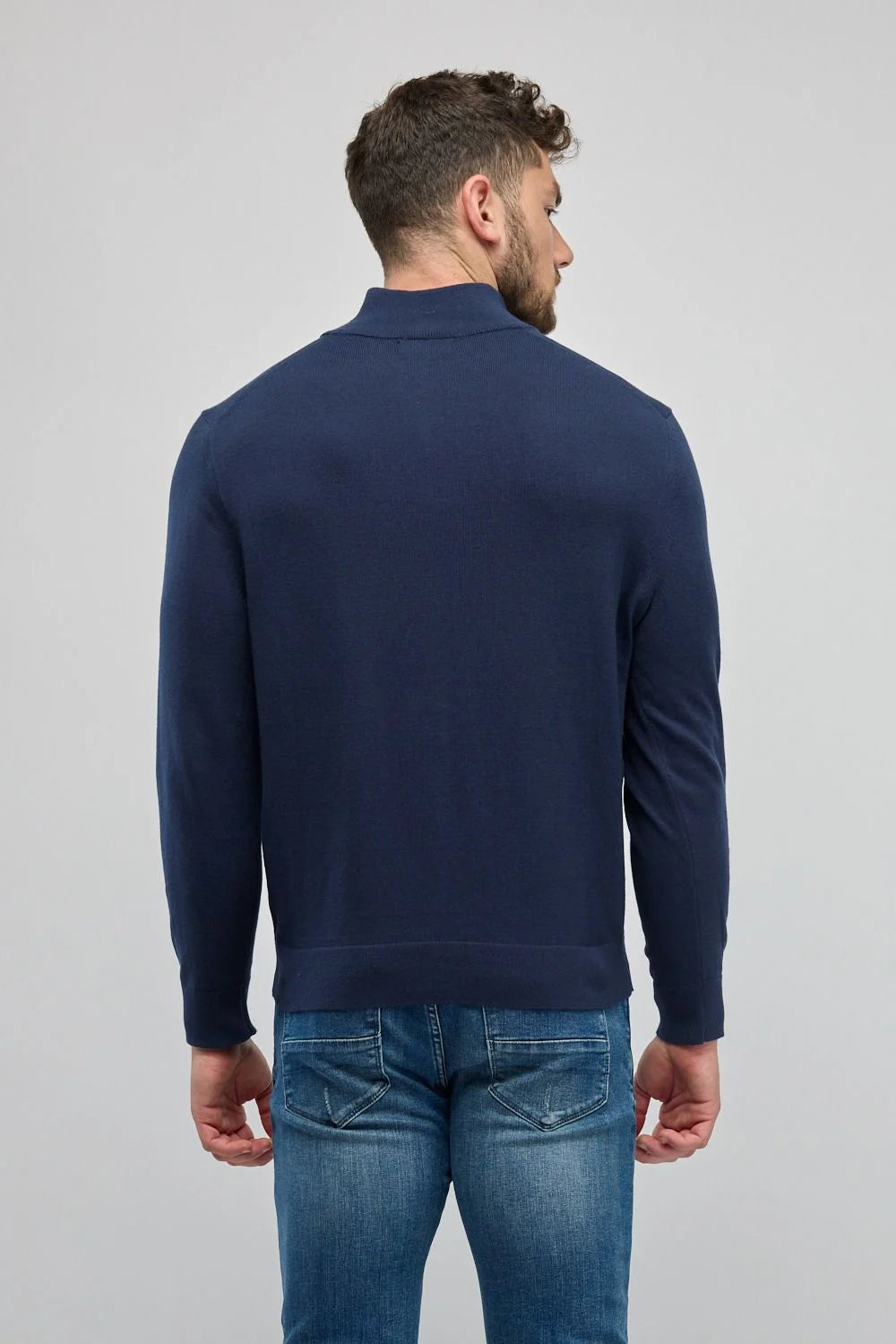 סריג עם רוכסן בצווארון ( חצי זיפ) כחול נייבי