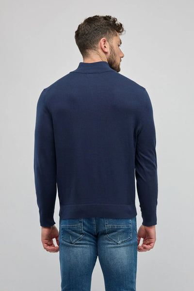 סריג עם רוכסן בצווארון ( חצי זיפ) כחול נייבי