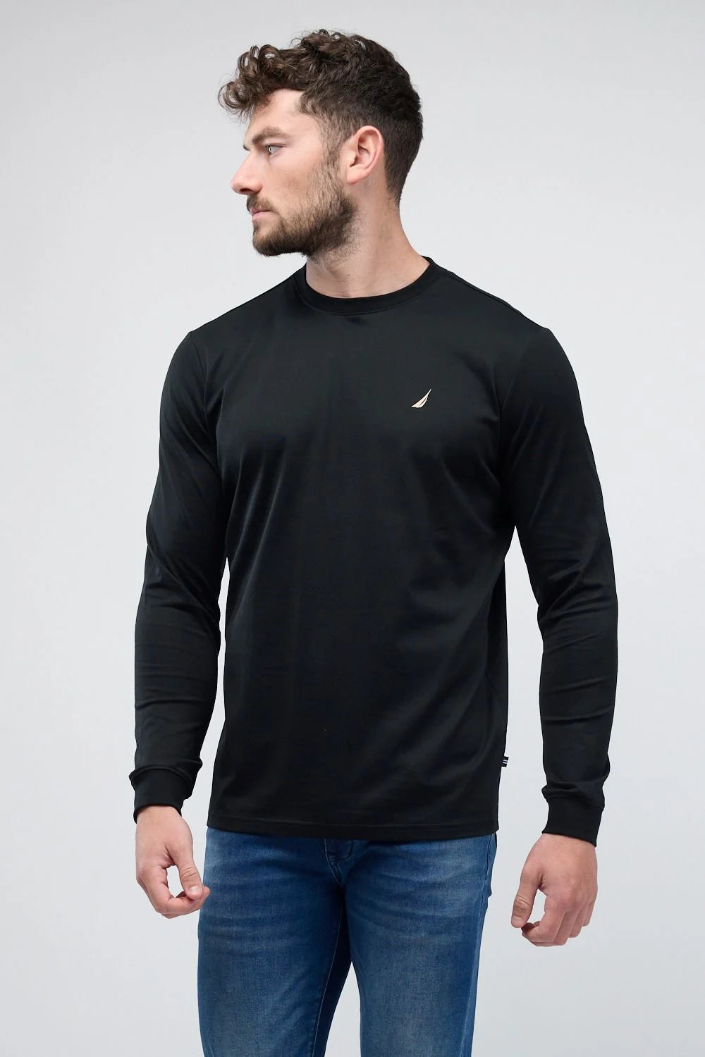 טי שירט ארוכה עם לוגו Nautica רקום לגברים