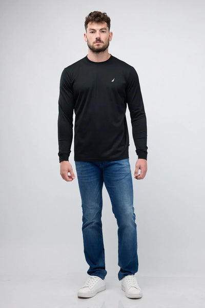 טי שירט ארוכה עם לוגו Nautica רקום לגברים