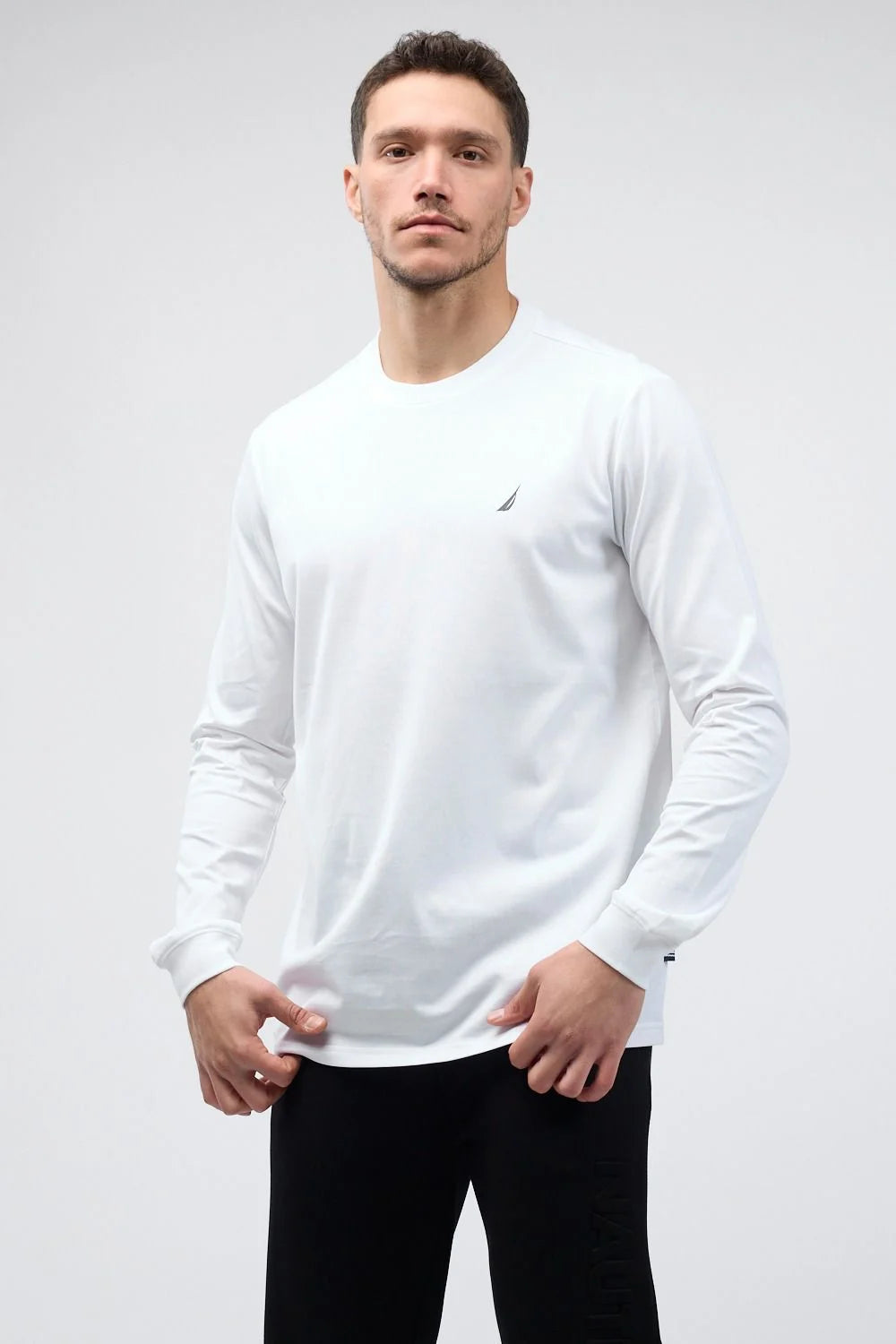 טי שירט ארוכה עם לוגו Nautica רקום לגברים