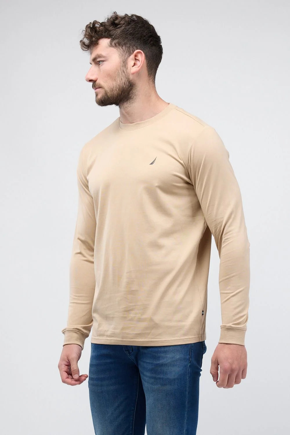 טי שירט ארוכה עם לוגו Nautica רקום לגברים