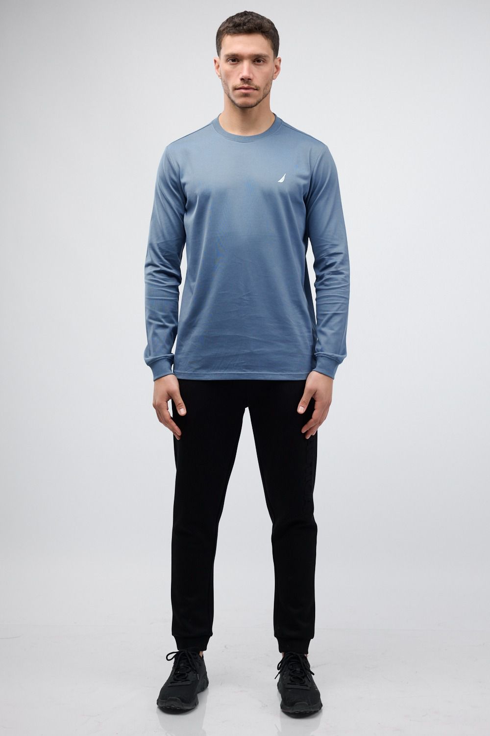 טי שירט ארוכה עם לוגו Nautica רקום לגברים