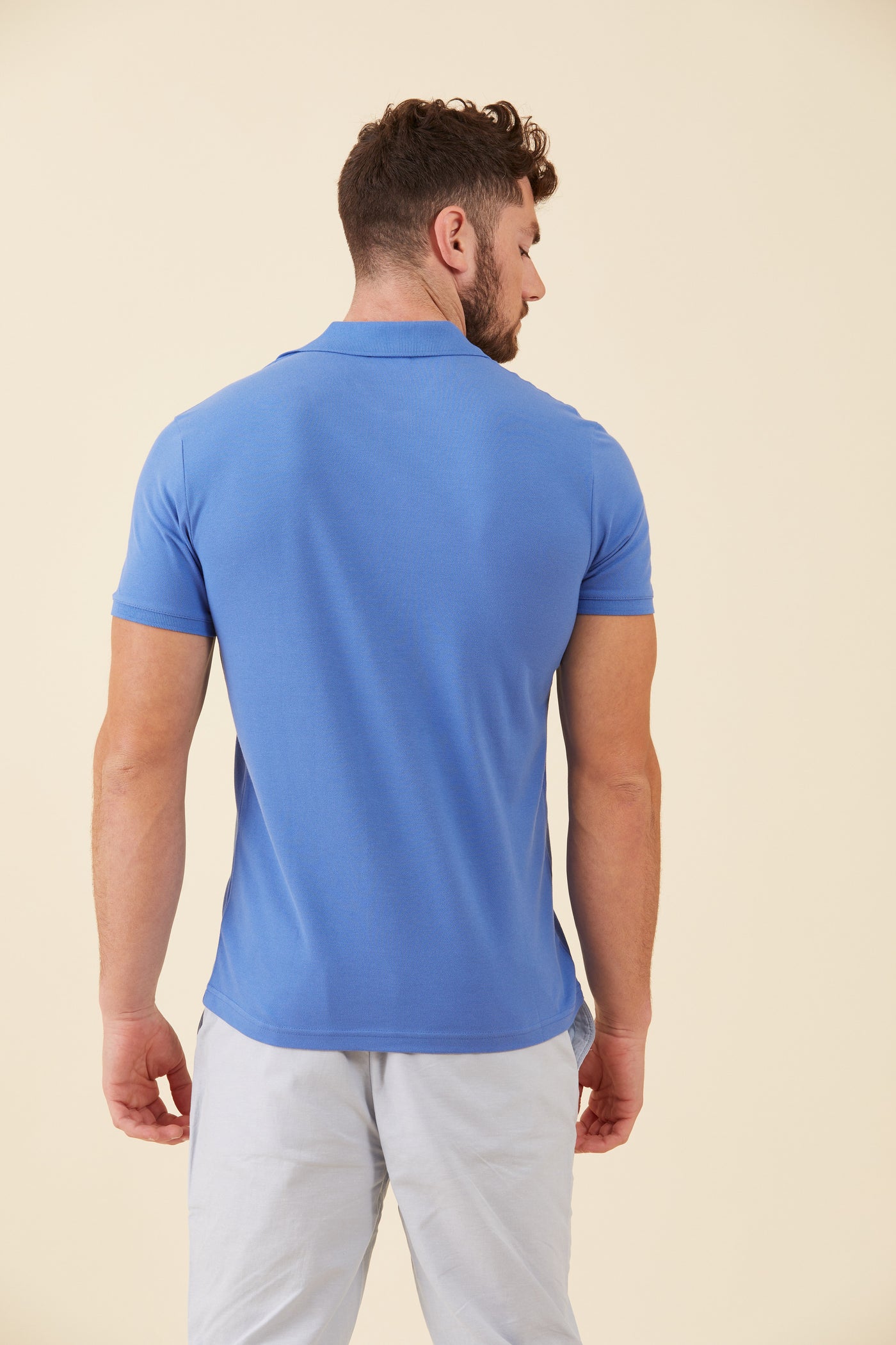 חולצת פולו שרוול קצר בצבע אינדיגו SLIM