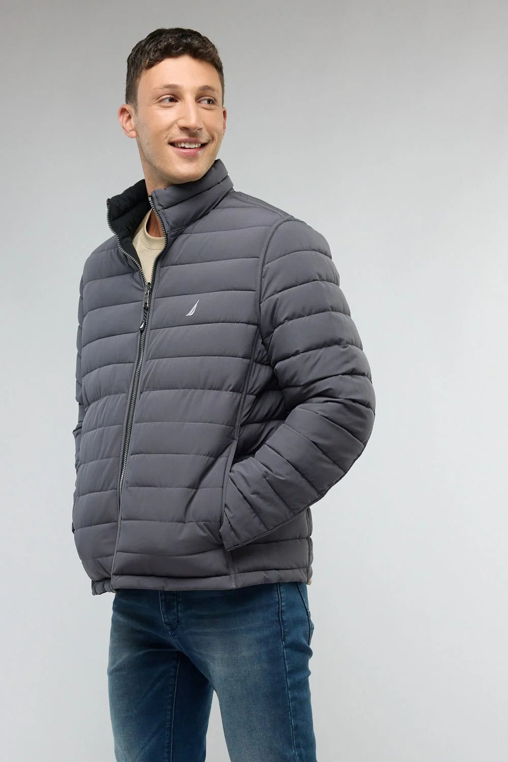 מעיל דו צדדי שחור / אפור כהה