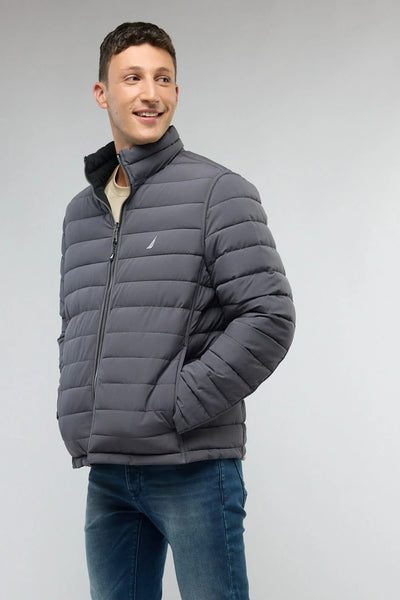 מעיל דו צדדי שחור / אפור כהה