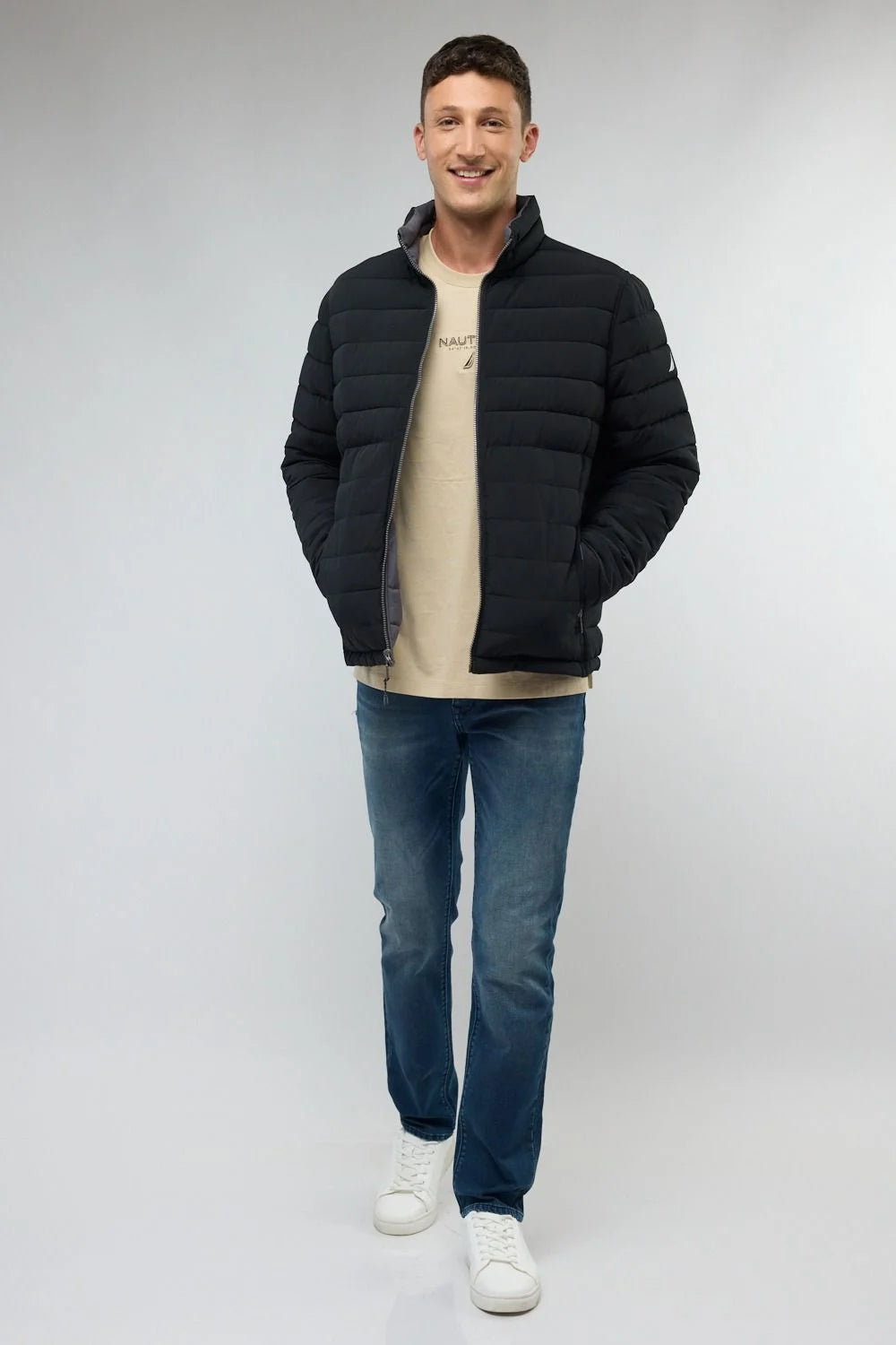 מעיל דו צדדי שחור / אפור כהה