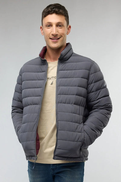 מעיל דו צדדי  / בורדו- אפור