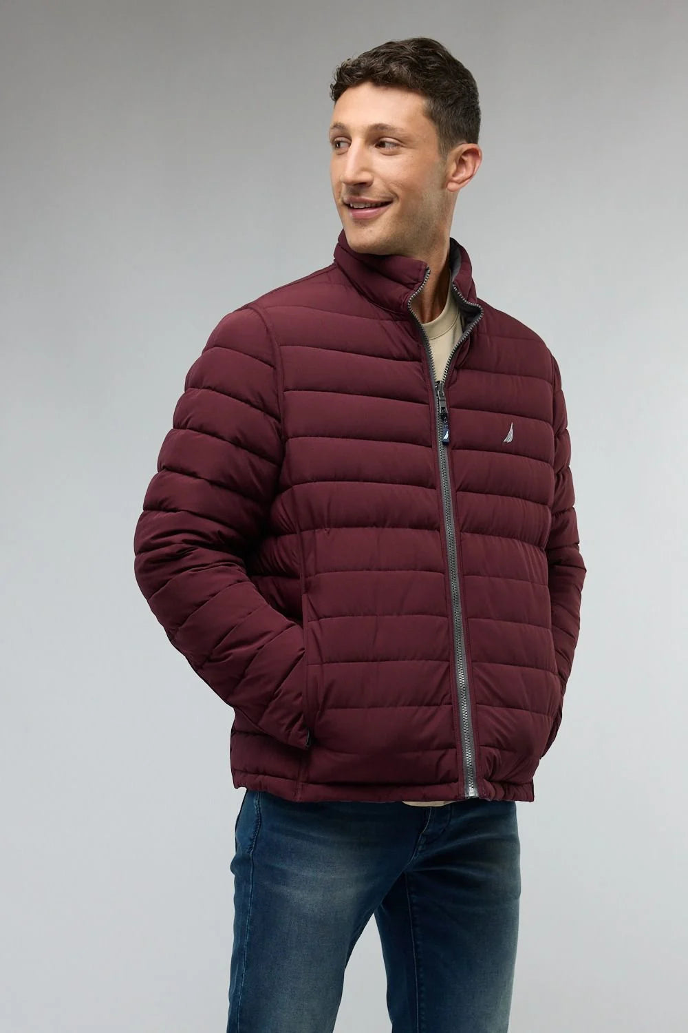 מעיל דו צדדי  / בורדו- אפור