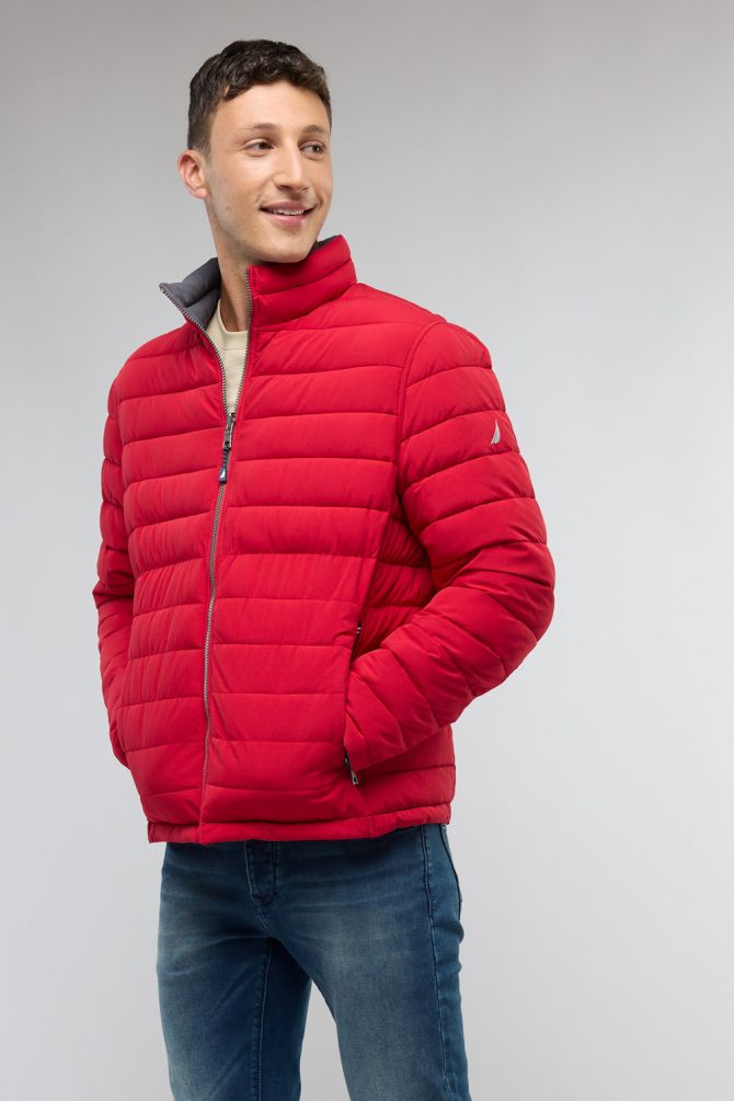 מעיל דו צדדי  / אדום - אפור