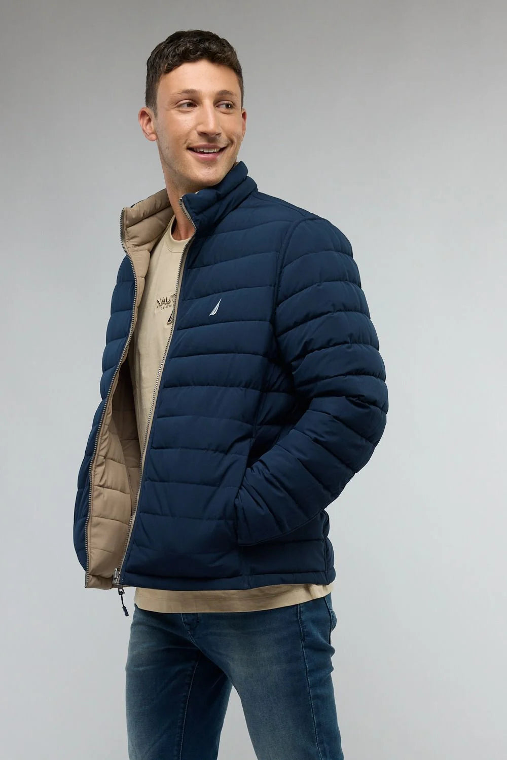 מעיל דו צדדי  / בז'- נייבי