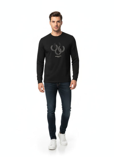 טישרט שרוול ארוך בגזרת SLIM - שחור