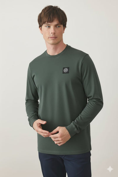 טישרט שרוול ארוך בגזרת SLIM - ירוק