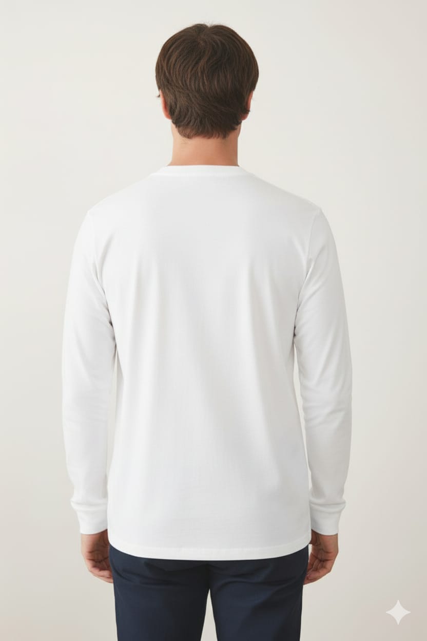 טישרט שרוול ארוך בגזרת SLIM - לבן