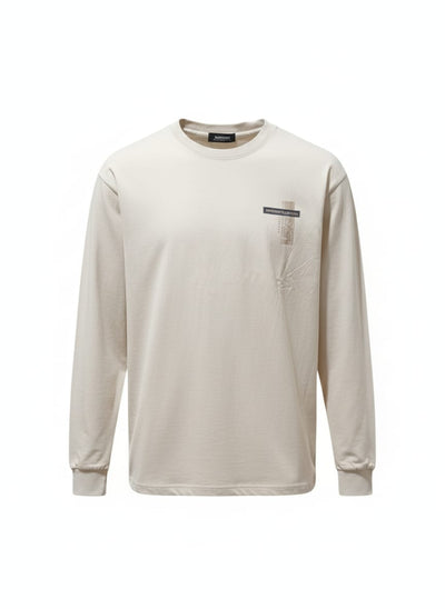 טישרט שרוול ארוך בגזרת SLIM - בז'